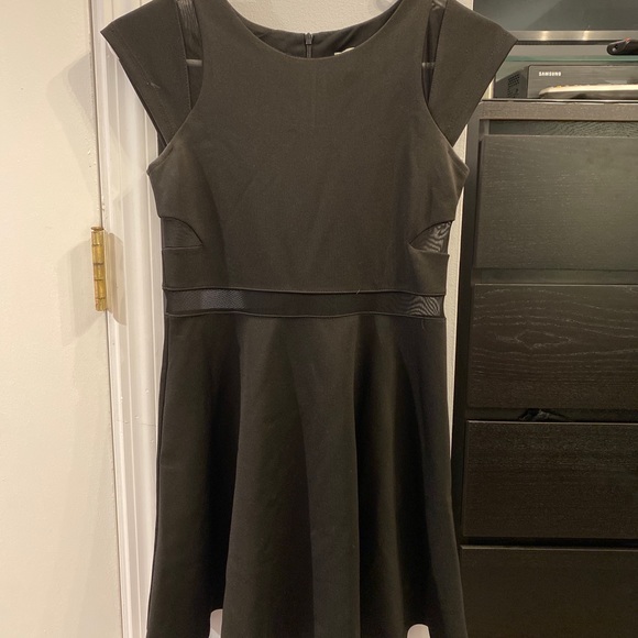 Elisa B size 12 black flowy formal dress with mesh cutouts - Picture 1 of 7